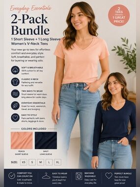 St. John's Bay Women's V-Neck Tee — Navy